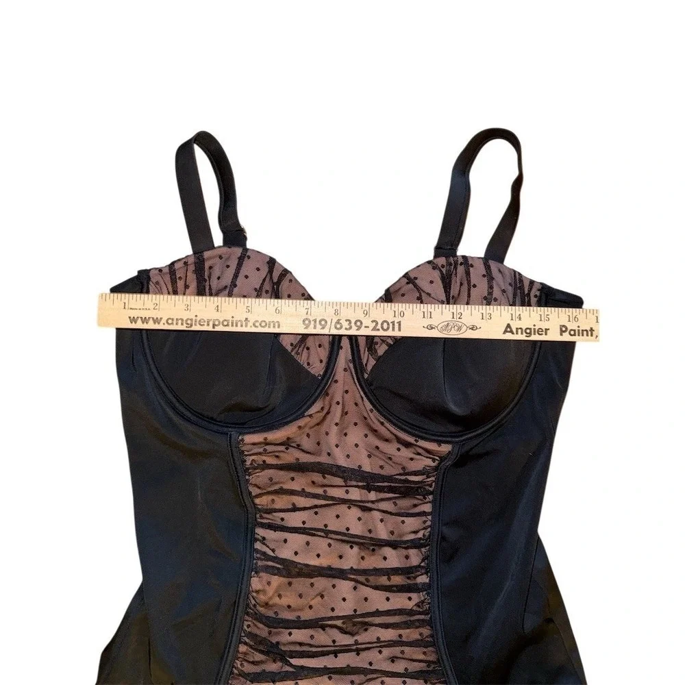 Swimsuits For All One Piece Swimsuit Size 18 plus Black Polka Dot Mesh underwire
